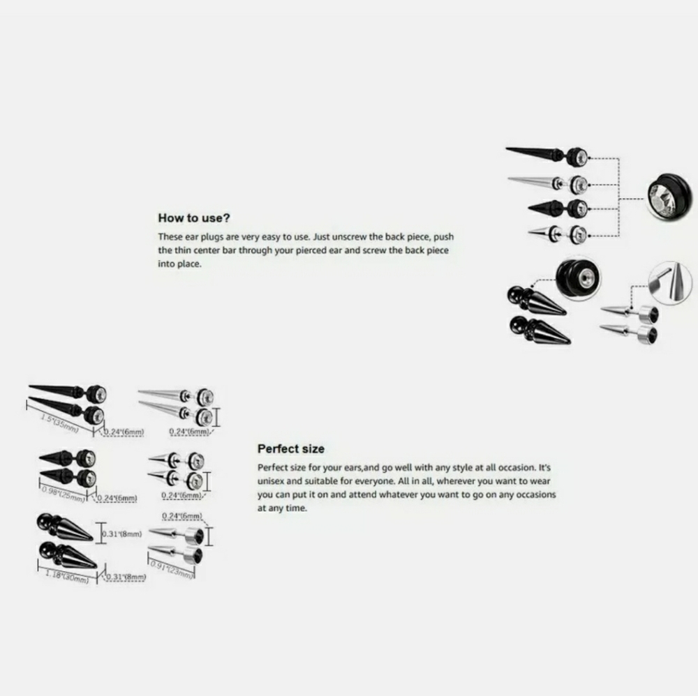 Funky STAINLESS steel earrings Body pier… - Picture 2 of 2